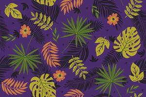 Seamless pattern with tropical leaves. Vector graphics.