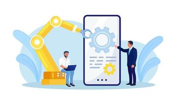 automatización de recursos humanos. crisis social del empleo de la mano de obra. desarrollo de automatización para optimizar la necesidad de recursos humanos. dominio de la inteligencia artificial. desarrollador crear software robótico abierto vector