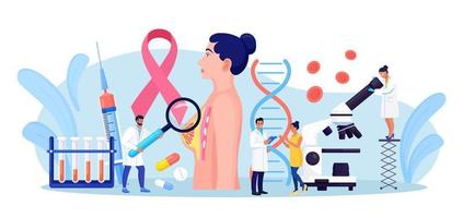 Breast cancer. Doctor Mammologist consult woman patient. Breast ultrasound and mammography, diagnostic of oncology. Examination in the clinic, medical diagnosis vector