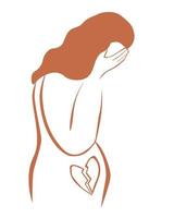 Silhouette of a pregnant woman in profile. Female is crying. Protest by feminists.The concept against the prohibition of abortion. Vector graphics.