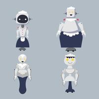 Housekeeping Robot Performing Domestic Chores Vector Set