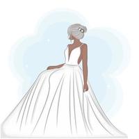 Bride in wedding dress , fashion vector illustration, invitation, postcard