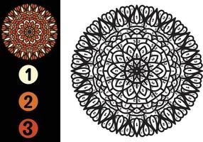 color by number mandala design. Number coloring page with cute mandala vector