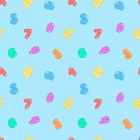 Vector pattern with a set of numbers in the style of bubbles, numbers from 0 to 9, pattern on a blue background. Vector illustration for posters, flyers, packaging, postcards, children's clothing.