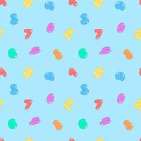 Vector pattern with a set of numbers in the style of bubbles, numbers from 0 to 9, pattern on a blue background. Vector illustration for posters, flyers, packaging, postcards, children's clothing.