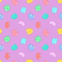 Vector pattern with letters of the alphabet, a,b,c,d in the style of bubbles, signs and symbols pattern on a purple background. Illustration for posters, packaging, postcards, children's clothing