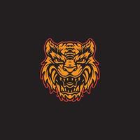 Old school style tiger head drawing illustration. vector