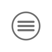 eps10 grey vector hamburger menu bar line art icon or logo in thick rounded circle isolated on white background