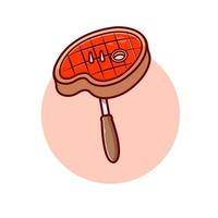 Barbecue Beef Cartoon Vector Icon Illustration. Food Object  Icon Concept Isolated Premium Vector. Flat Cartoon Style