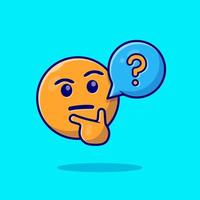 Thinking and Confusing Face Emoticon with Question Speech  Bubble Cartoon Vector Icon Illustration. Art Object Icon  Concept Isolated Premium Vector. Flat Cartoon Style