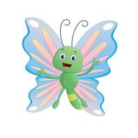 cute butterfly cartoon illustration. isolated on white background vector