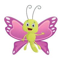 cute butterfly cartoon illustration. isolated on white background vector