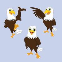 conjunto de lindos dibujos animados de águila. ilustración vectorial vector