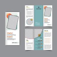 Business trifold brochure annual report cover, digital marketing tri fold corporate brochure cover or flyer design. Leaflet presentation. Catalog with Abstract geometric background. Modern template. vector