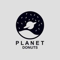 diseño del logotipo de la empresa de alimentos donut con forma de planeta vector