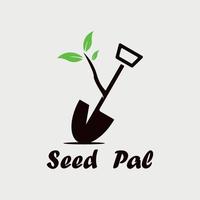 logo design with plant and spade image vector