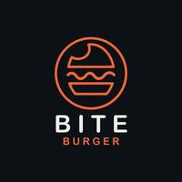 Burger company logo design with lines forming an image of a burger that has been bitten vector