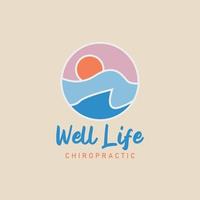 chiropractic logo design with sun cloud and sea illustration image vector