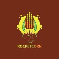 diseño de logotipo de comida de maíz con mezcla de imágenes de cohetes vector