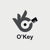 key making service logo design with the image of a finger holding a key vector