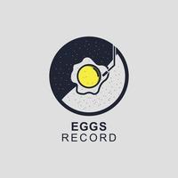 logo design in the form of a LP in the shape of a fried egg vector