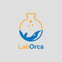 logotipo de la empresa de laboratorio con imagen de cola de ballena vector