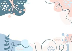 Leaves, pollen, dot and line on wave minimal background. Vector illustration pastel abstract wallpaper.