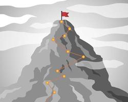 Climbing route to peak mountain. business success concept. vector