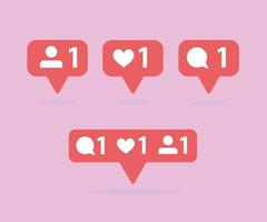Social network icons pack. Like, comment, follow. vector