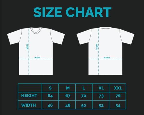 Size chart for t shirt template