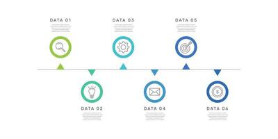 línea de tiempo con plantilla infográfica de 6 elementos para presentaciones de negocios. - vectores. vector