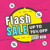 Flash sale banner with up to 75 percent price off. - Vector.
