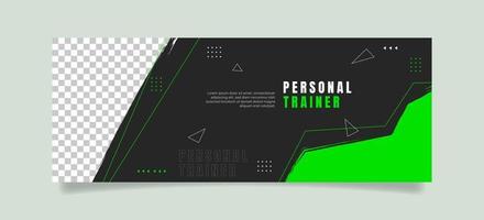 banner de entrenador personal de diseño plano. - vectores. vector