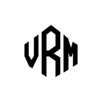 VRM letter logo design with polygon shape. VRM polygon and cube shape logo design. VRM hexagon vector logo template white and black colors. VRM monogram, business and real estate logo.