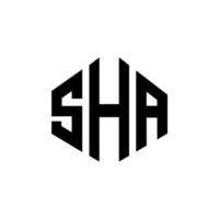 diseño de logotipo de letra sha con forma de polígono. diseño de logotipo en forma de cubo y polígono sha. plantilla de logotipo vectorial hexágono sha colores blanco y negro. monograma sha, logotipo empresarial y inmobiliario. vector
