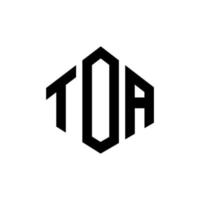 TOA letter logo design with polygon shape. TOA polygon and cube shape logo design. TOA hexagon vector logo template white and black colors. TOA monogram, business and real estate logo.