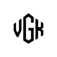 VGK letter logo design with polygon shape. VGK polygon and cube shape logo design. VGK hexagon vector logo template white and black colors. VGK monogram, business and real estate logo.