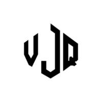 VJQ letter logo design with polygon shape. VJQ polygon and cube shape logo design. VJQ hexagon vector logo template white and black colors. VJQ monogram, business and real estate logo.