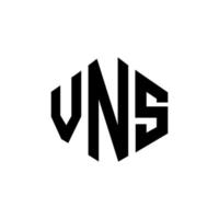 VNS letter logo design with polygon shape. VNS polygon and cube shape logo design. VNS hexagon vector logo template white and black colors. VNS monogram, business and real estate logo.