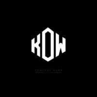 KOW letter logo design with polygon shape. KOW polygon and cube shape logo design. KOW hexagon vector logo template white and black colors. KOW monogram, business and real estate logo.