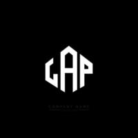 LAP letter logo design with polygon shape. LAP polygon and cube shape logo design. LAP hexagon vector logo template white and black colors. LAP monogram, business and real estate logo.