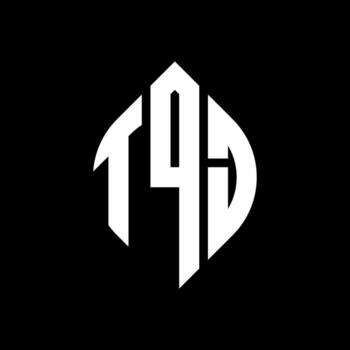 TQJ circle letter logo design with circle and ellipse shape. TQJ ellipse letters with typographic style. The three initials form a circle logo. TQJ Circle Emblem Abstract Monogram Letter Mark Vector. vector