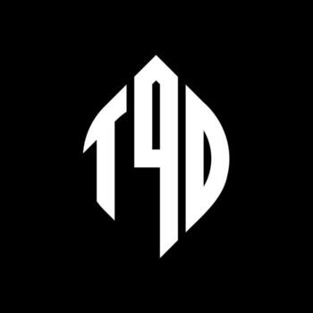 TQD circle letter logo design with circle and ellipse shape. TQD ellipse letters with typographic style. The three initials form a circle logo. TQD Circle Emblem Abstract Monogram Letter Mark Vector. vector