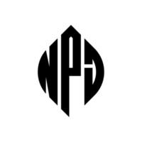 NPJ circle letter logo design with circle and ellipse shape. NPJ ellipse letters with typographic style. The three initials form a circle logo. NPJ Circle Emblem Abstract Monogram Letter Mark Vector. vector