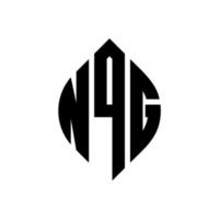 NQG circle letter logo design with circle and ellipse shape. NQG ellipse letters with typographic style. The three initials form a circle logo. NQG Circle Emblem Abstract Monogram Letter Mark Vector. vector