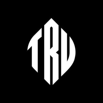 TRU circle letter logo design with circle and ellipse shape. TRU ellipse letters with typographic style. The three initials form a circle logo. TRU Circle Emblem Abstract Monogram Letter Mark Vector. vector