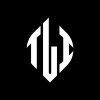 TLI circle letter logo design with circle and ellipse shape. TLI ellipse letters with typographic style. The three initials form a circle logo. TLI Circle Emblem Abstract Monogram Letter Mark Vector. vector
