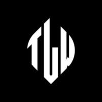 TLW circle letter logo design with circle and ellipse shape. TLW ellipse letters with typographic style. The three initials form a circle logo. TLW Circle Emblem Abstract Monogram Letter Mark Vector. vector