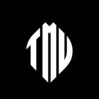TMU circle letter logo design with circle and ellipse shape. TMU ellipse letters with typographic style. The three initials form a circle logo. TMU Circle Emblem Abstract Monogram Letter Mark Vector. vector