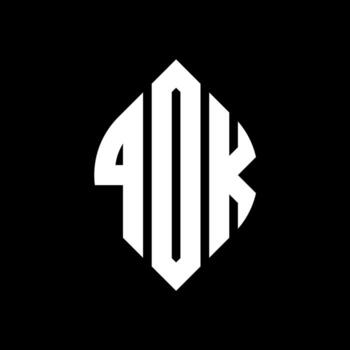 QDK circle letter logo design with circle and ellipse shape. QDK ellipse letters with typographic style. The three initials form a circle logo. QDK Circle Emblem Abstract Monogram Letter Mark Vector. vector